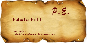 Puhola Emil névjegykártya